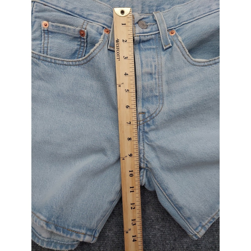 Levis 501 Denim Shorts Women 26 Blue Light Wash Button Fly Cotton 6" inseam Jean - Picture 9 of 12